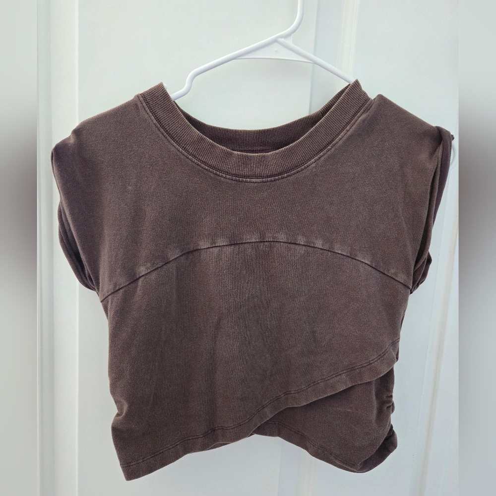 Free People Hot Shot Set Top Only Brown Cropped T-Shirt